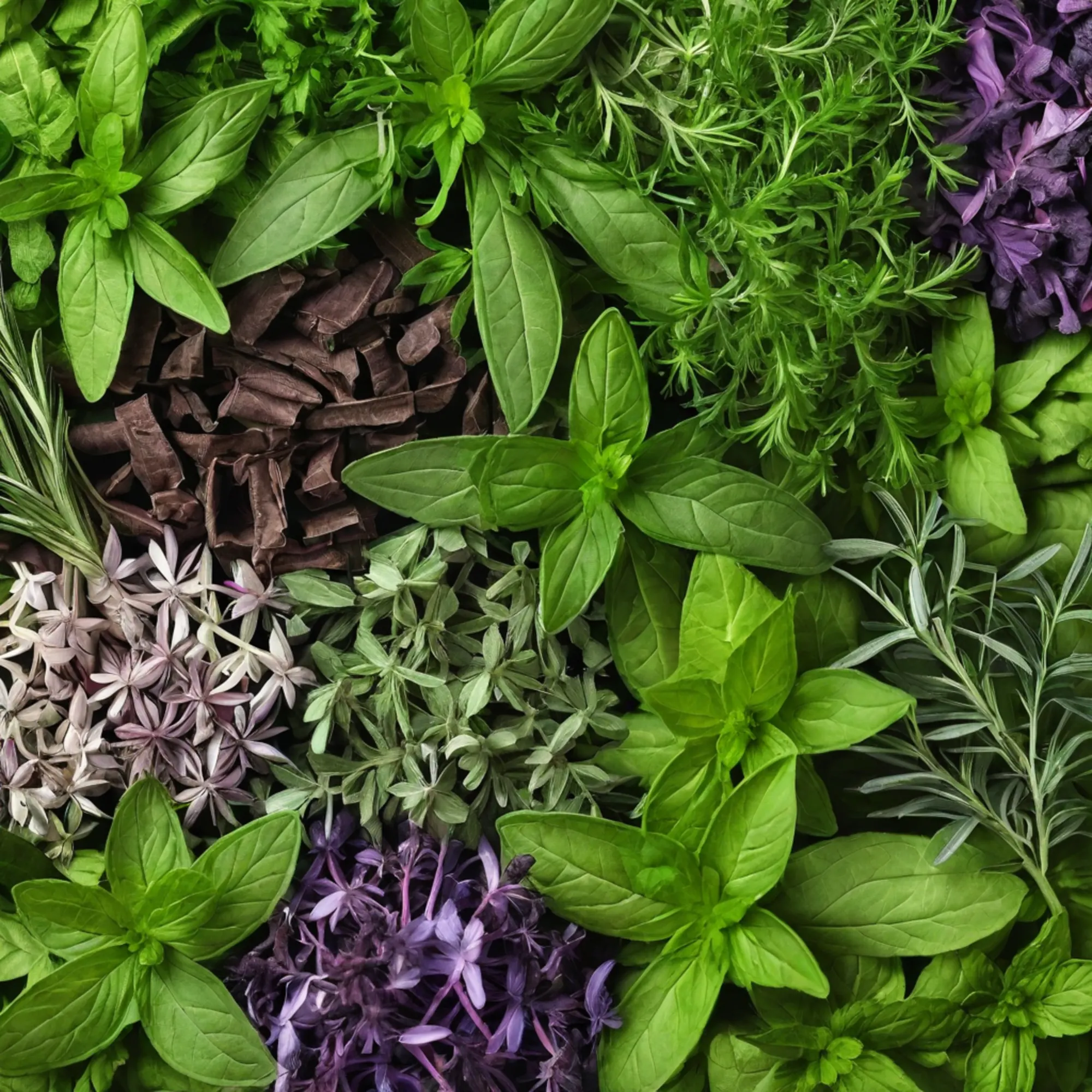 Fresh herbs and flowers